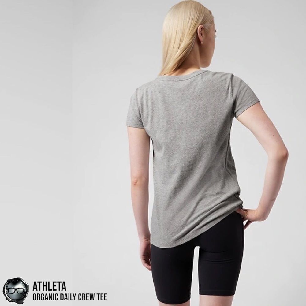 ATHLETA ORGANIC DAILY CREW TEE SHIRT GREY HEATHER COTTON T-SHIRT SIZE LARGE NEW - Picture 3 of 14
